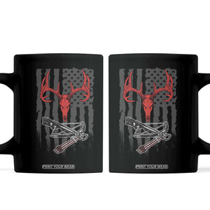 Deer Skull Compound Bow Hunting Archery American Flag Coffee Mug
