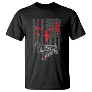 Deer Skull Compound Bow Hunting Archery American Flag T Shirt