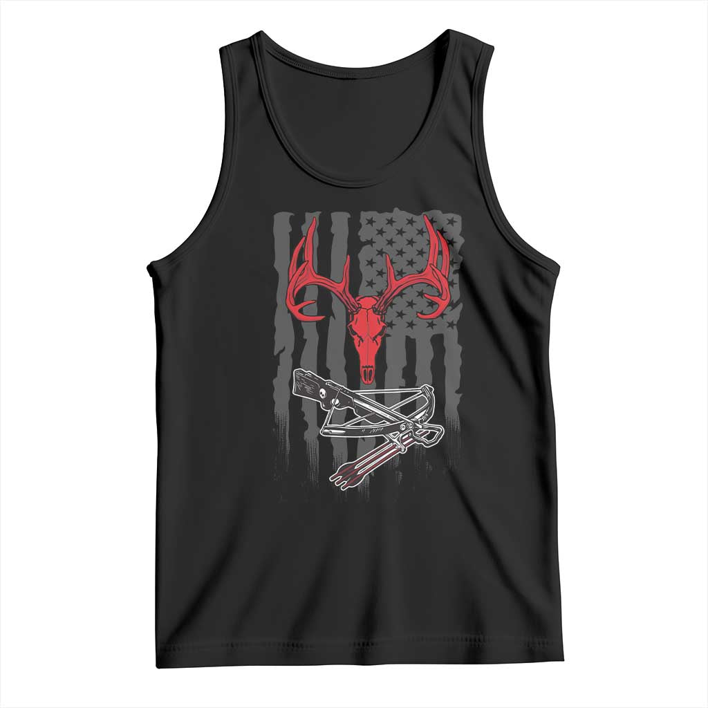 Deer Skull Compound Bow Hunting Archery American Flag Tank Top