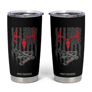 Deer Skull Compound Bow Hunting Archery American Flag Tumbler Cup