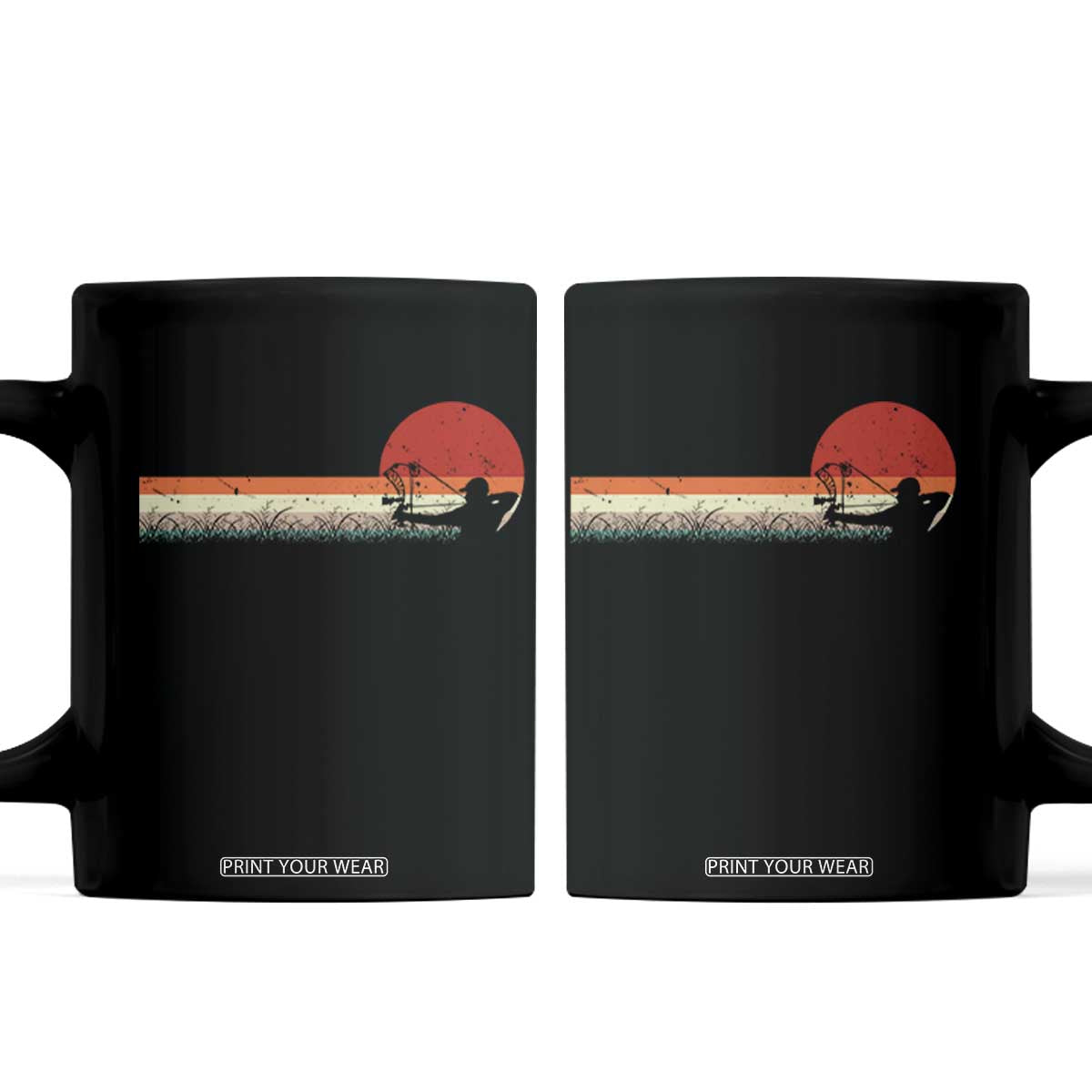 Archery Bow Hunter Coffee Mug Deer Mule Elk Retro Bow Hunting