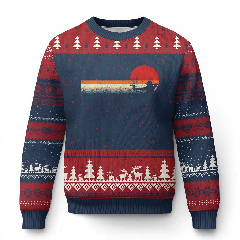 Archery Bow Hunter Ugly Christmas Sweater Deer Mule Elk Retro Bow Hunting