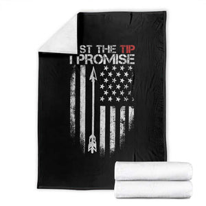 Funny Archery Hunter Throw Blanket Just The Tip I Promise Vintage American Flag