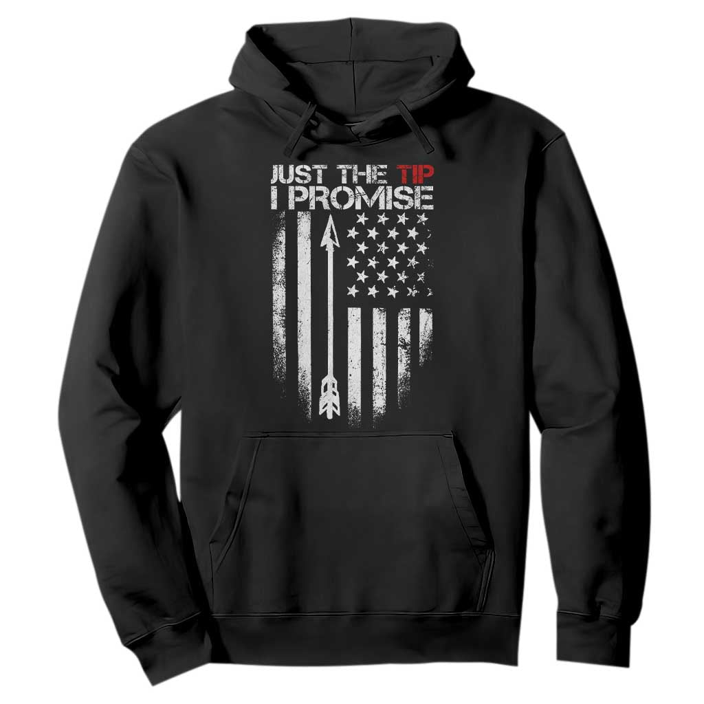 Funny Archery Hunter Hoodie Just The Tip I Promise Vintage American Flag