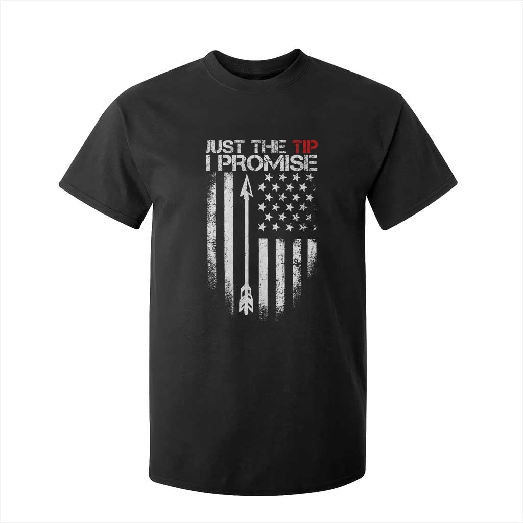 Funny Archery Hunter T Shirt For Kid Just The Tip I Promise Vintage American Flag