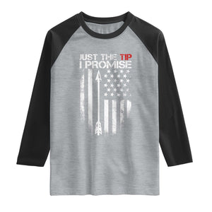 Funny Archery Hunter Raglan Shirt Just The Tip I Promise Vintage American Flag