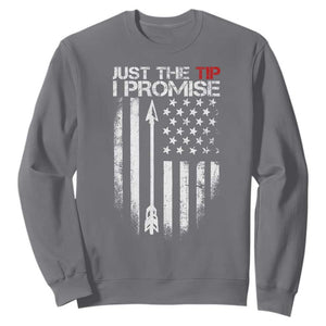 Funny Archery Hunter Sweatshirt Just The Tip I Promise Vintage American Flag