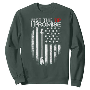 Funny Archery Hunter Sweatshirt Just The Tip I Promise Vintage American Flag