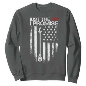 Funny Archery Hunter Sweatshirt Just The Tip I Promise Vintage American Flag