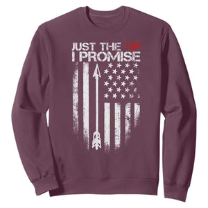 Funny Archery Hunter Sweatshirt Just The Tip I Promise Vintage American Flag