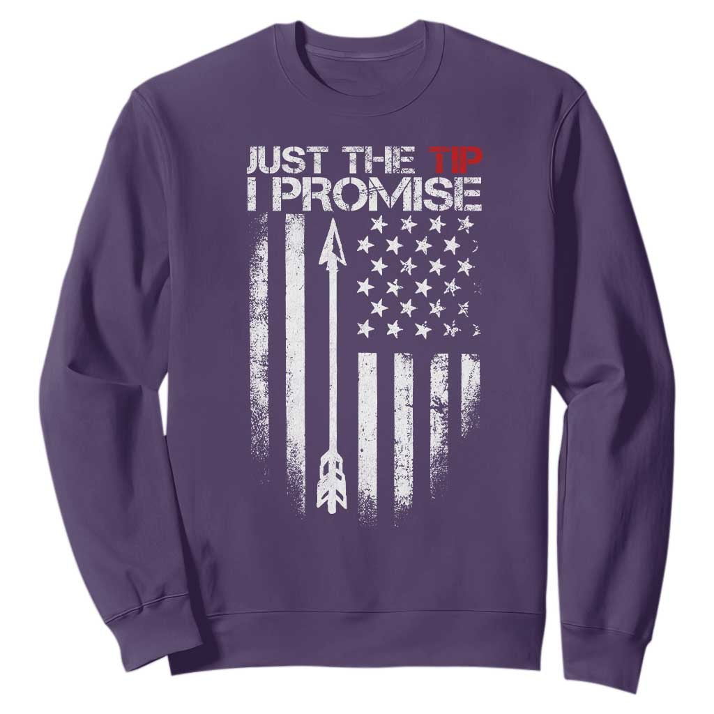 Funny Archery Hunter Sweatshirt Just The Tip I Promise Vintage American Flag