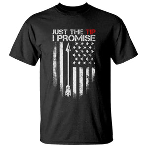 Funny Archery Hunter T Shirt Just The Tip I Promise Vintage American Flag