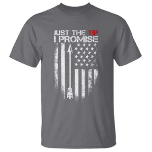 Funny Archery Hunter T Shirt Just The Tip I Promise Vintage American Flag