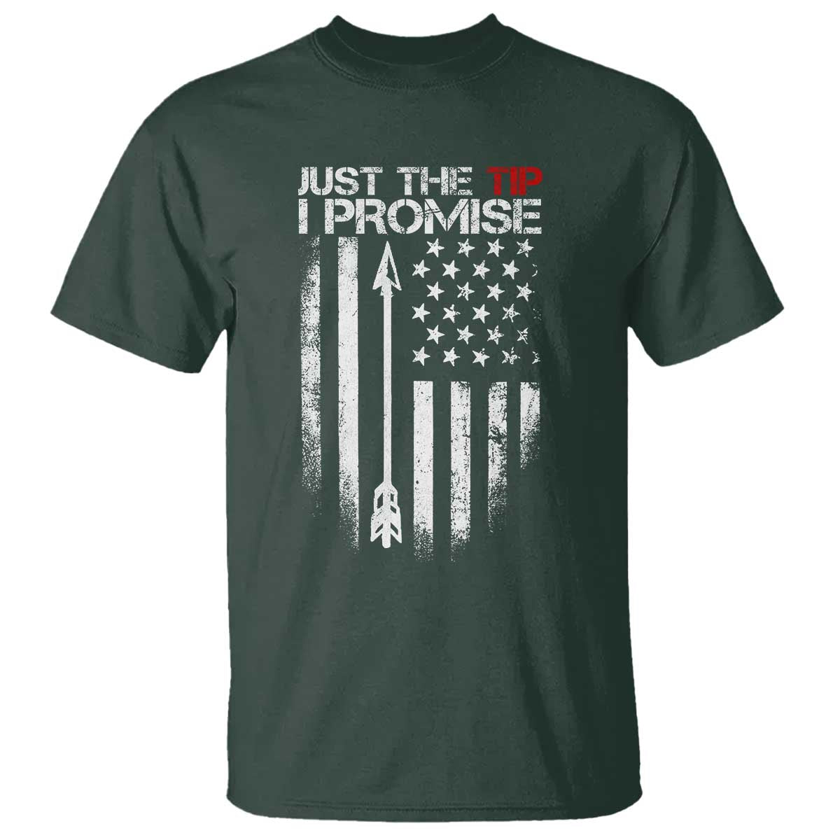 Funny Archery Hunter T Shirt Just The Tip I Promise Vintage American Flag