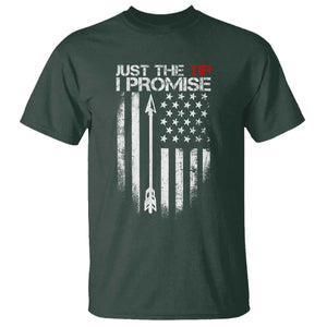 Funny Archery Hunter T Shirt Just The Tip I Promise Vintage American Flag