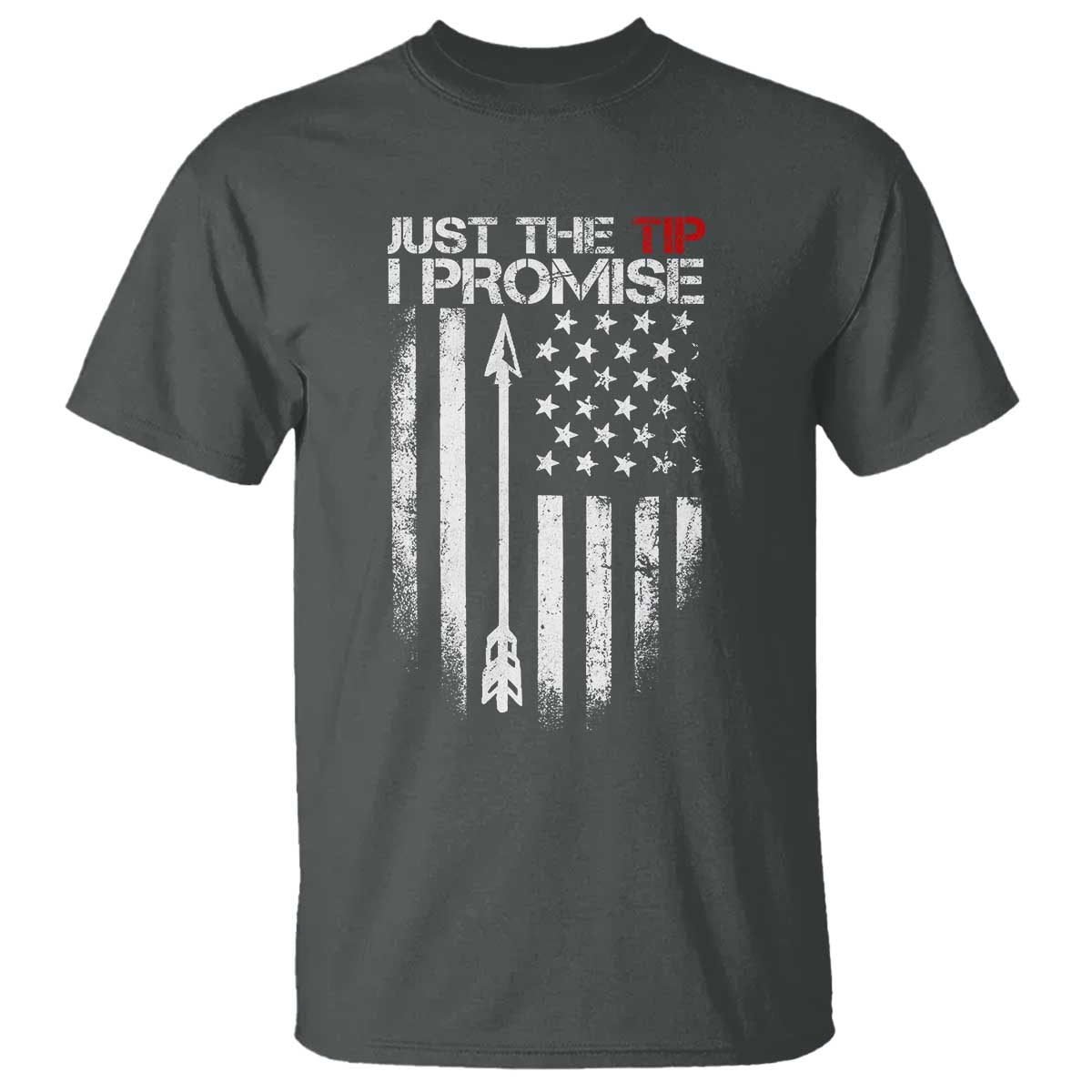 Funny Archery Hunter T Shirt Just The Tip I Promise Vintage American Flag