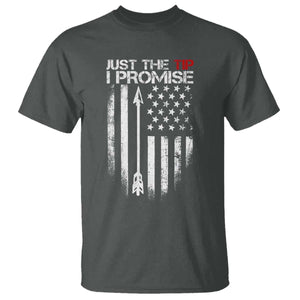 Funny Archery Hunter T Shirt Just The Tip I Promise Vintage American Flag