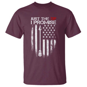 Funny Archery Hunter T Shirt Just The Tip I Promise Vintage American Flag