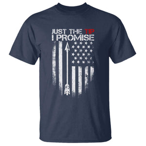 Funny Archery Hunter T Shirt Just The Tip I Promise Vintage American Flag