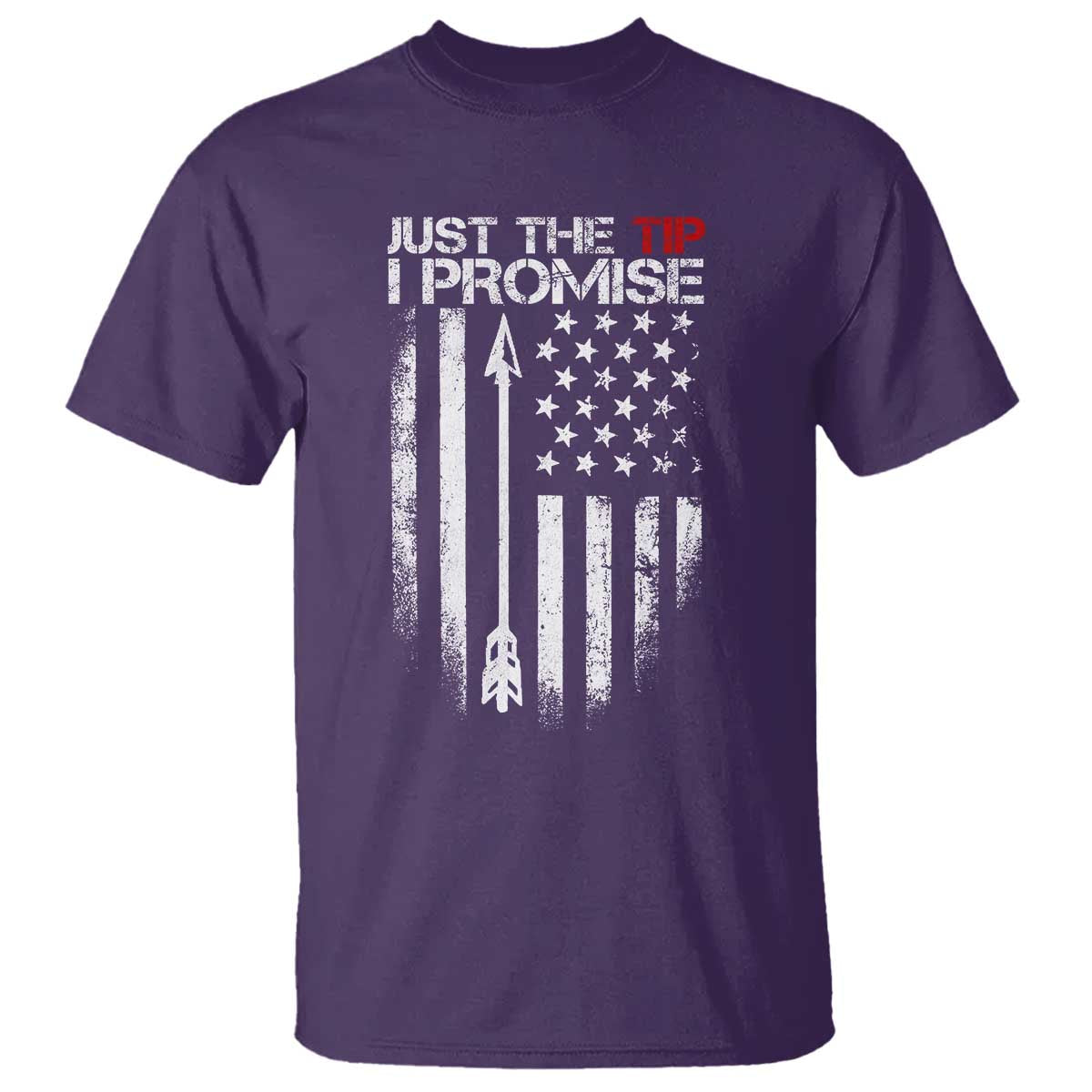 Funny Archery Hunter T Shirt Just The Tip I Promise Vintage American Flag