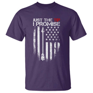 Funny Archery Hunter T Shirt Just The Tip I Promise Vintage American Flag