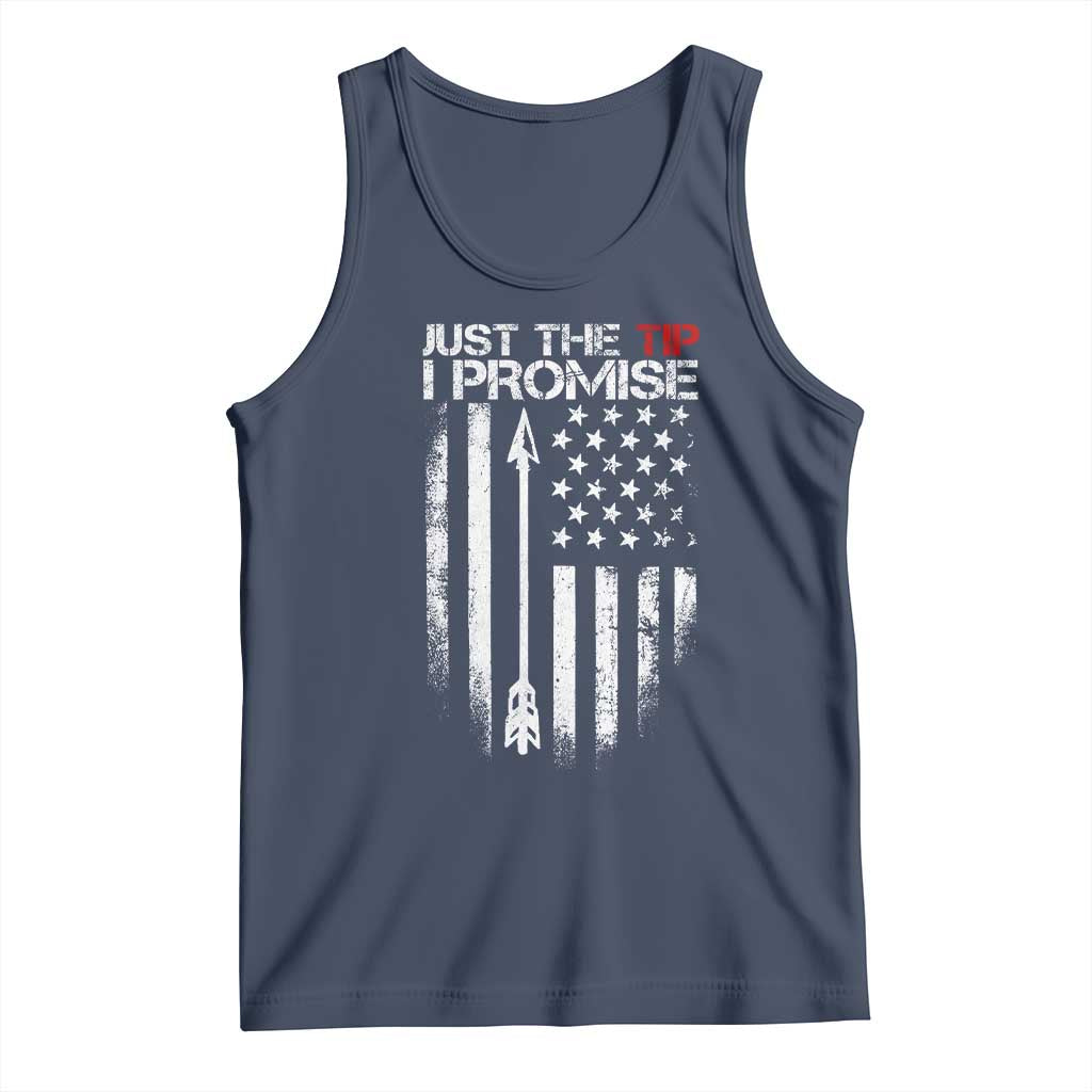 Funny Archery Hunter Tank Top Just The Tip I Promise Vintage American Flag