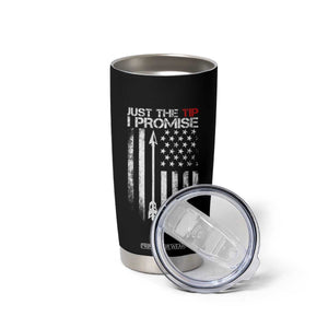 Funny Archery Hunter Tumbler Cup Just The Tip I Promise Vintage American Flag