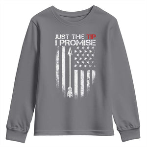 Funny Archery Hunter Youth Sweatshirt Just The Tip I Promise Vintage American Flag