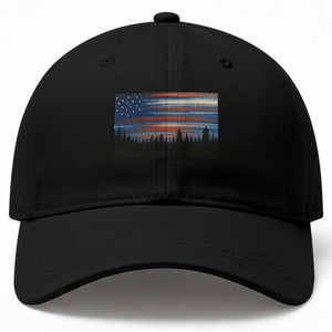 Forest Tree Wildlife Nature Outdoor American USA Flag Baseball Cap
