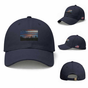 Forest Tree Wildlife Nature Outdoor American USA Flag Baseball Cap