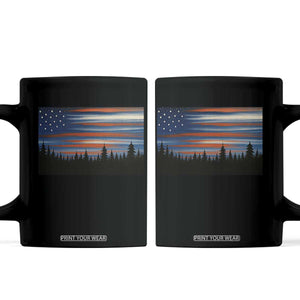 Forest Tree Wildlife Nature Outdoor American USA Flag Coffee Mug