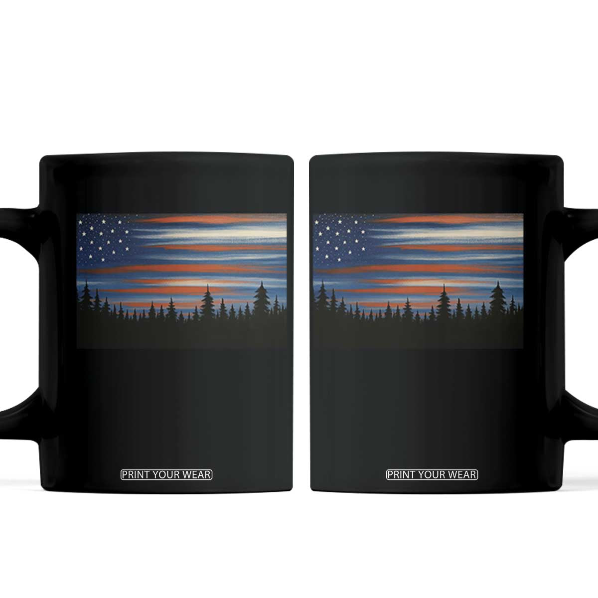 Forest Tree Wildlife Nature Outdoor American USA Flag Coffee Mug