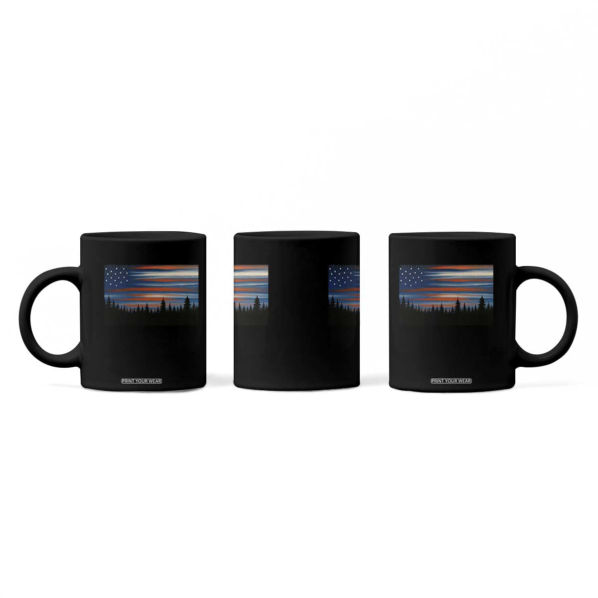 Forest Tree Wildlife Nature Outdoor American USA Flag Coffee Mug