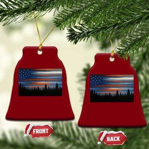 Forest Tree Wildlife Nature Outdoor American USA Flag Ceramic Ornament