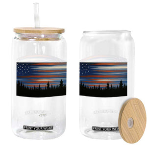 Forest Tree Wildlife Nature Outdoor American USA Flag Glass Can