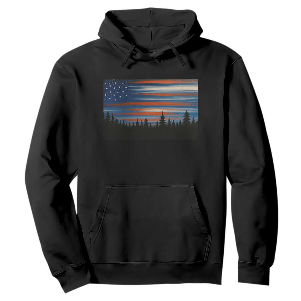 Forest Tree Wildlife Nature Outdoor American USA Flag Hoodie