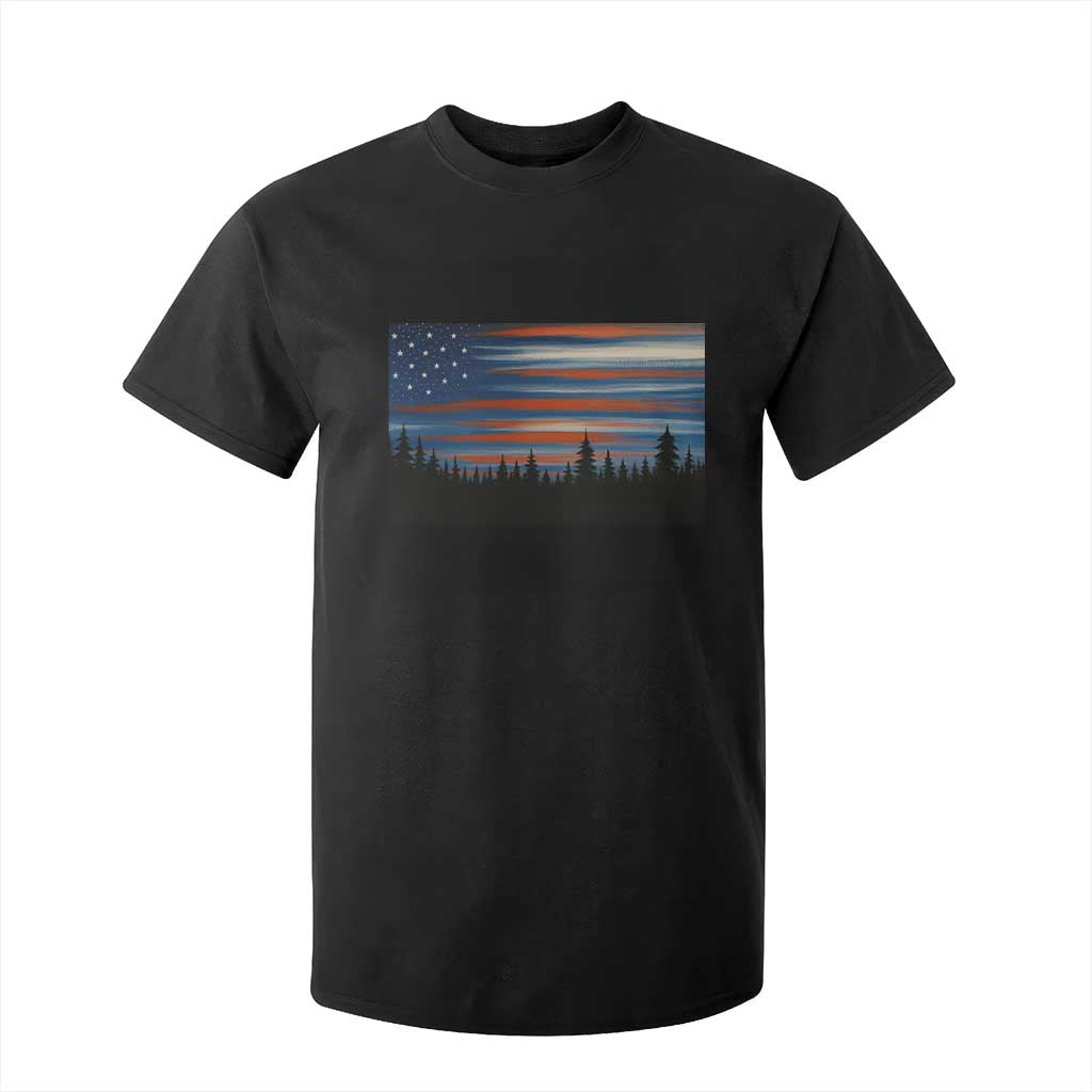 Forest Tree Wildlife Nature Outdoor American USA Flag T Shirt For Kid