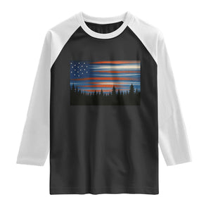 Forest Tree Wildlife Nature Outdoor American USA Flag Raglan Shirt