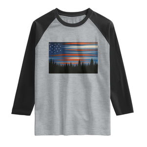 Forest Tree Wildlife Nature Outdoor American USA Flag Raglan Shirt
