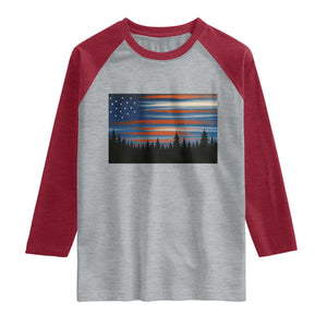 Forest Tree Wildlife Nature Outdoor American USA Flag Raglan Shirt