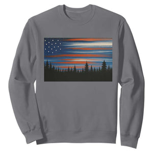 Forest Tree Wildlife Nature Outdoor American USA Flag Sweatshirt