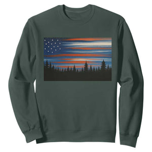 Forest Tree Wildlife Nature Outdoor American USA Flag Sweatshirt