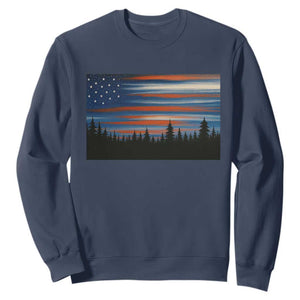 Forest Tree Wildlife Nature Outdoor American USA Flag Sweatshirt