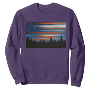 Forest Tree Wildlife Nature Outdoor American USA Flag Sweatshirt