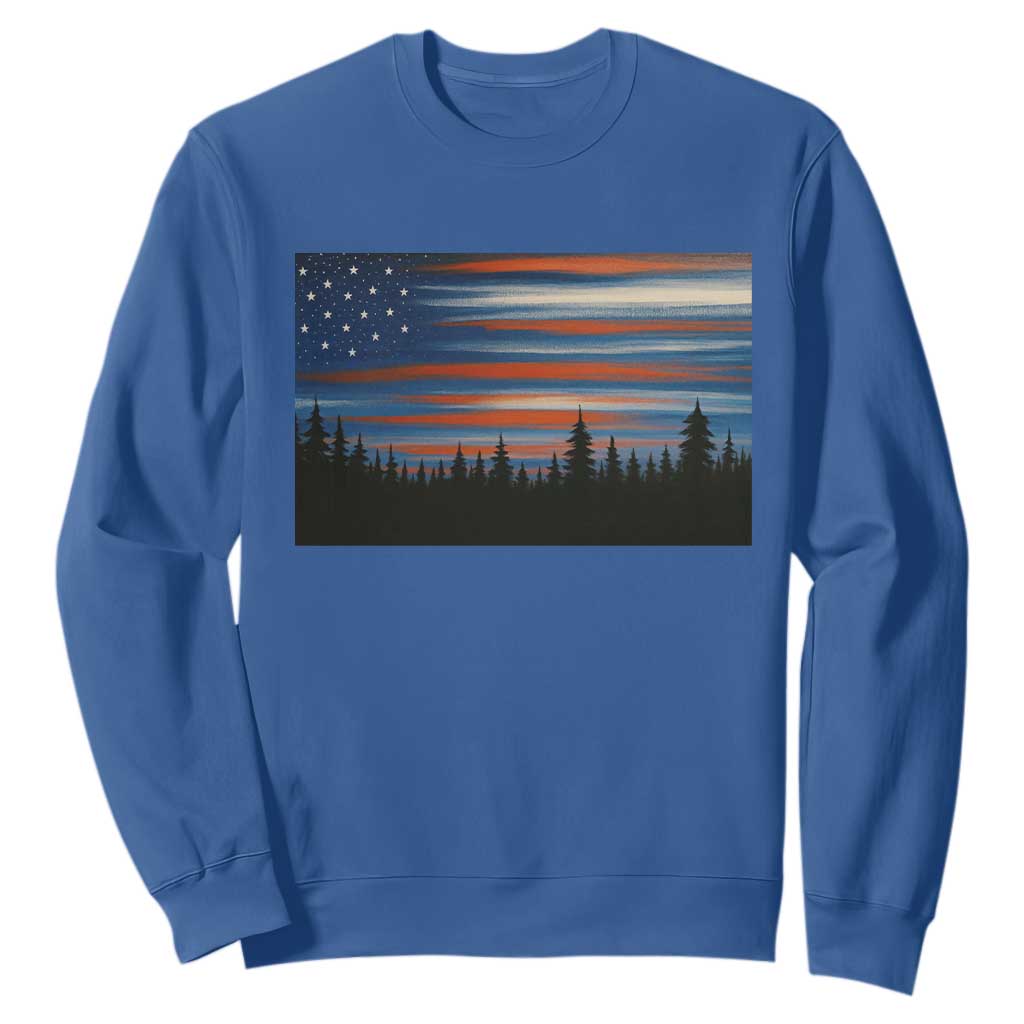 Forest Tree Wildlife Nature Outdoor American USA Flag Sweatshirt