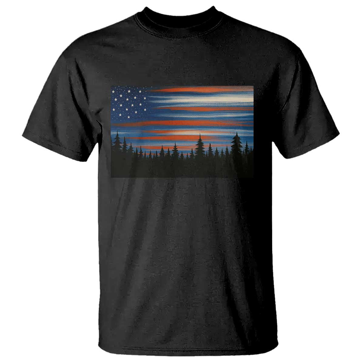 Forest Tree Wildlife Nature Outdoor American USA Flag T Shirt