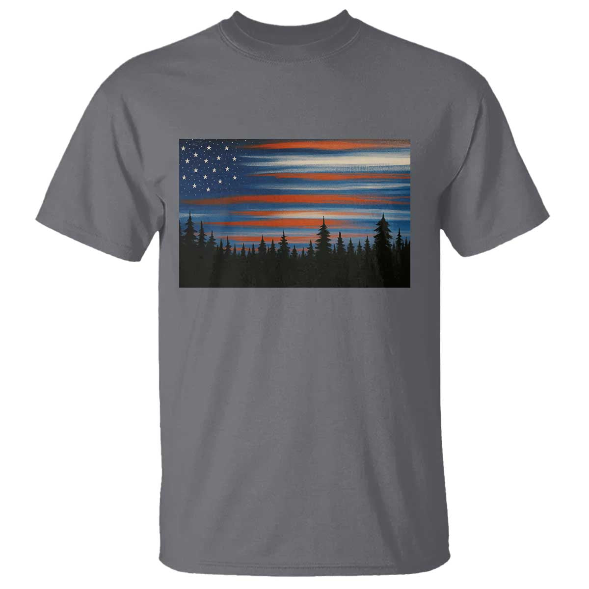Forest Tree Wildlife Nature Outdoor American USA Flag T Shirt