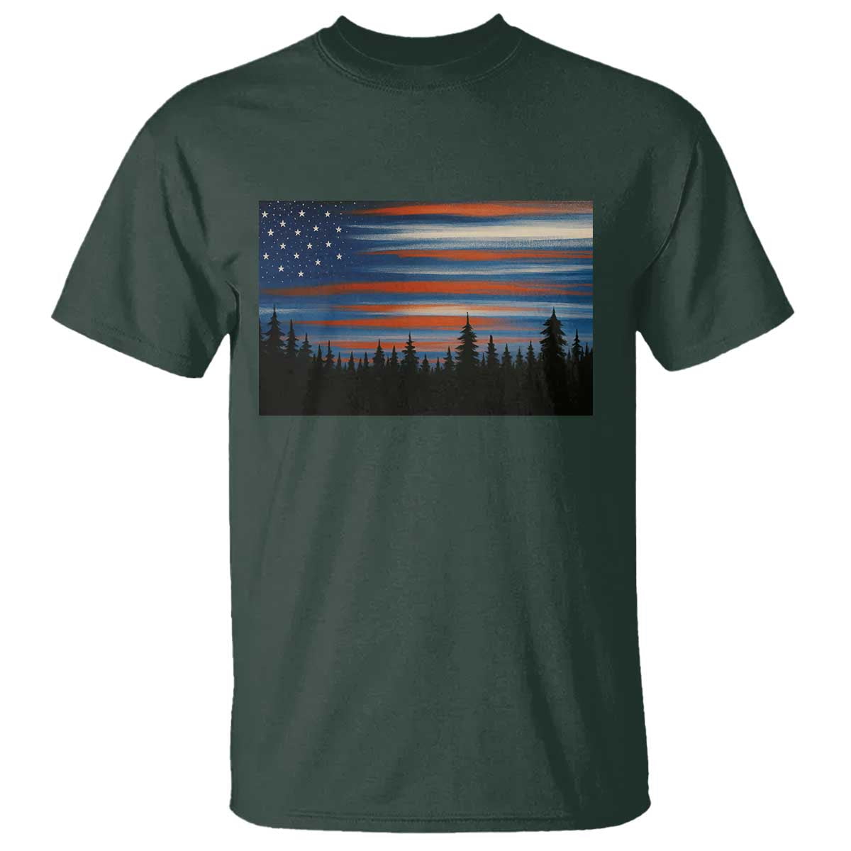 Forest Tree Wildlife Nature Outdoor American USA Flag T Shirt