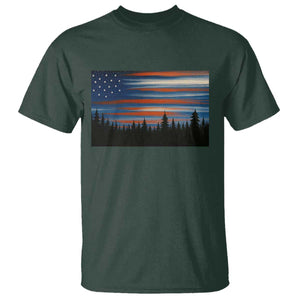 Forest Tree Wildlife Nature Outdoor American USA Flag T Shirt
