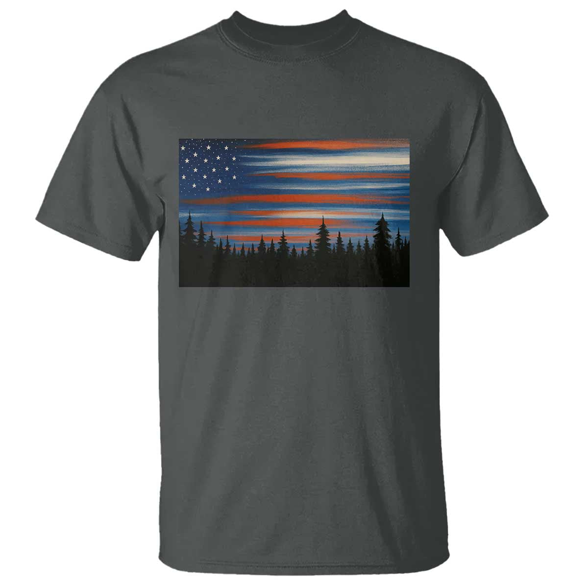 Forest Tree Wildlife Nature Outdoor American USA Flag T Shirt